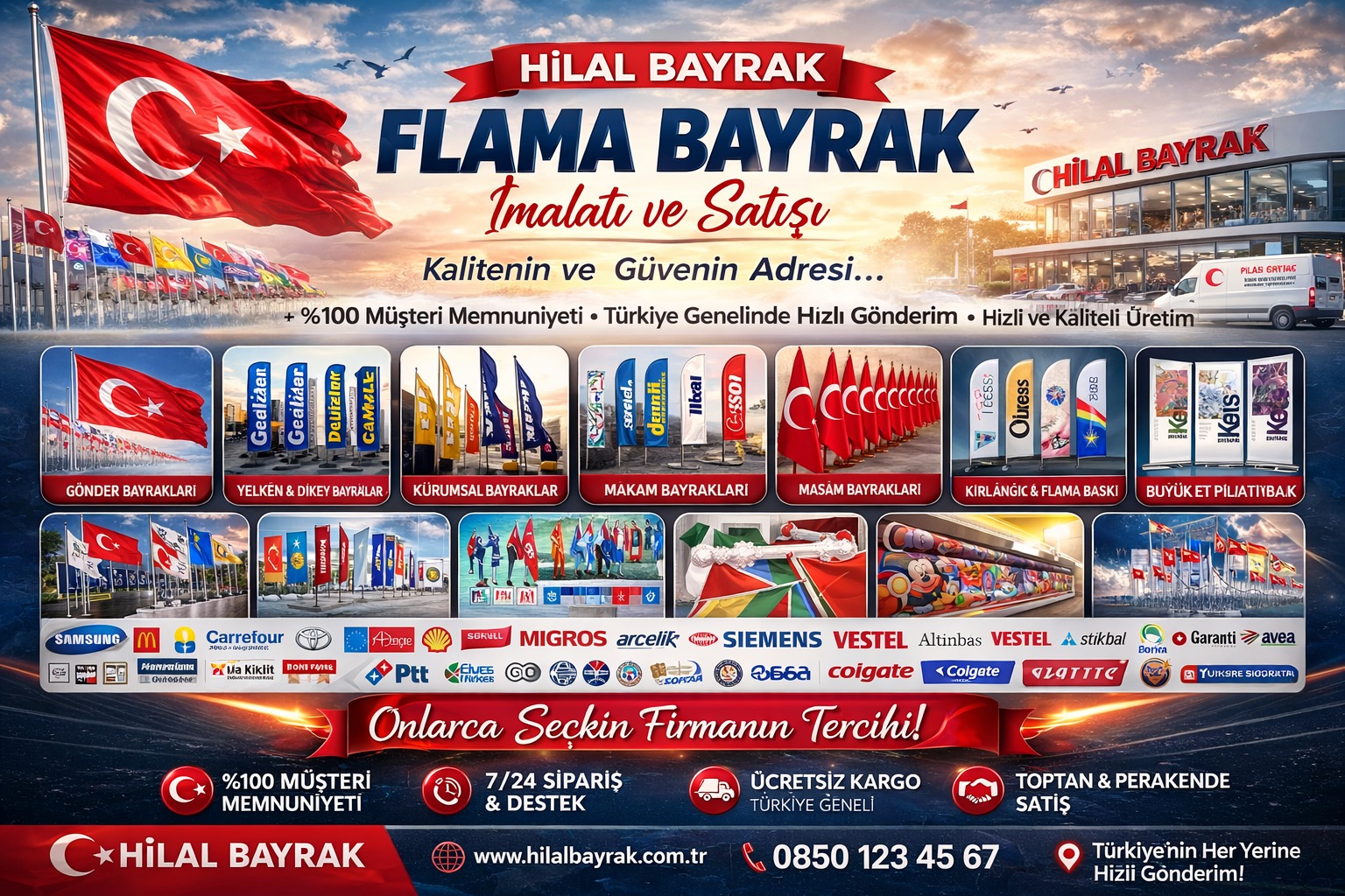 Hilal Bayrak, Bayrakçı, Bayrak İmalatı, Bayrak Satışı, Bayrak Firması, Şirket Bayrağı, Makam Bayrak,